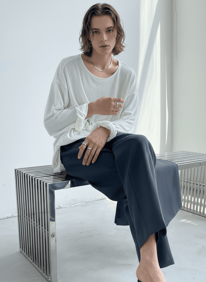 [GENESISBOY] Wool feel fabric high T-shirt NA303