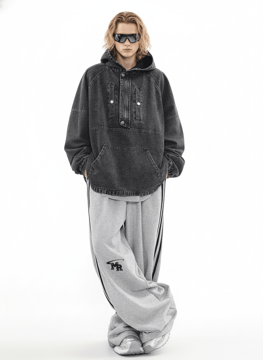 [MRNEARLY] vintage washed denim hooded na859