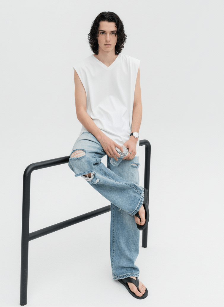 [ONELYC1NS] Distressed Ripped Denim na1091 