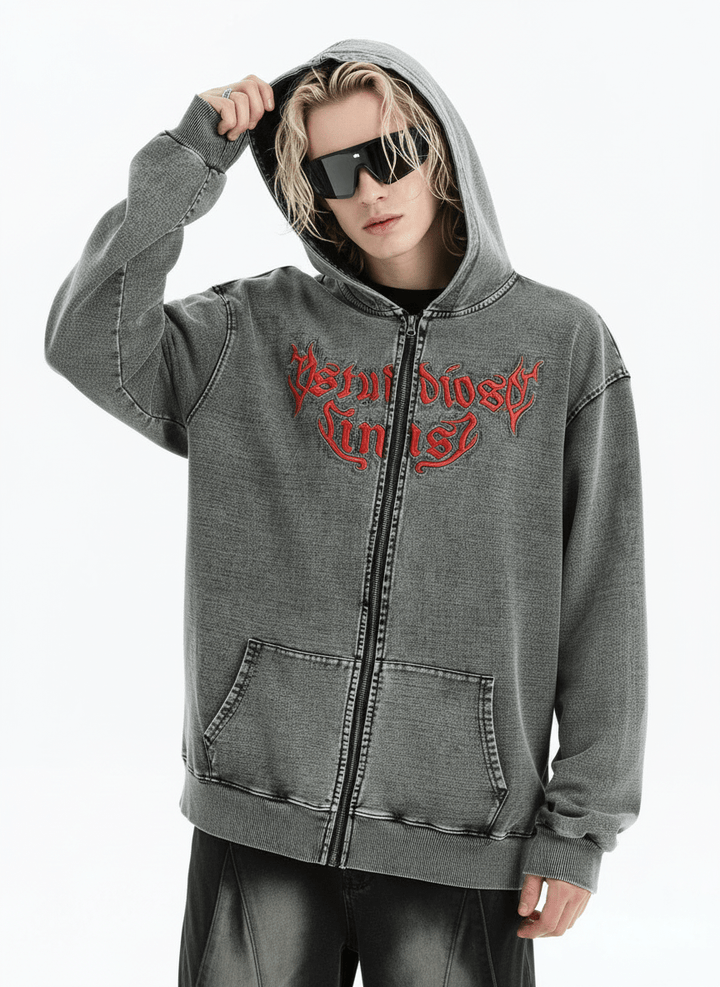 [INSstudios] Gothic Letter LOGO Denim Jacket na1631