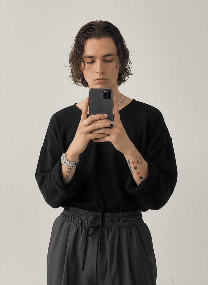 [GENESISBOY] Wool feel fabric high T-shirt NA303