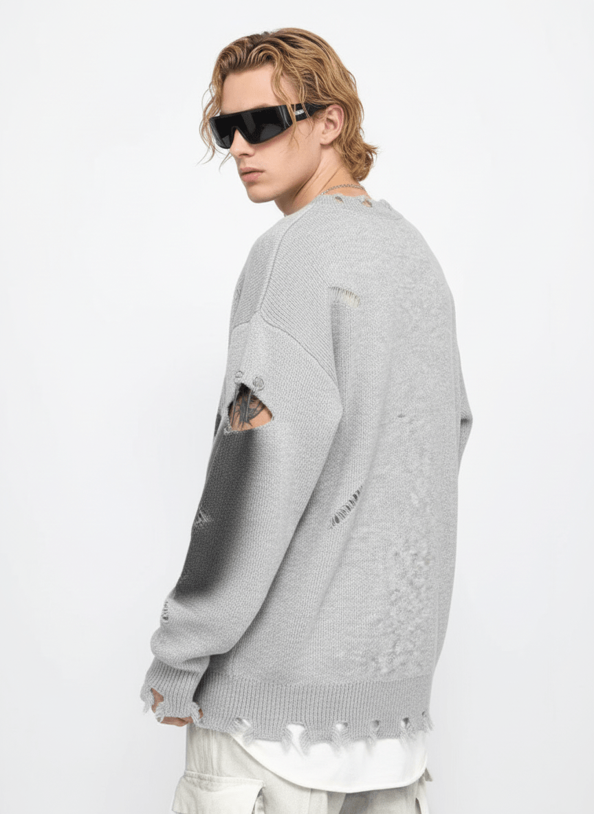【Mz】high street broken hole cross pin knit na1547