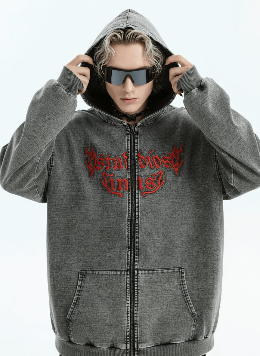 [INSstudios] Gothic Letter LOGO Denim Jacket na1631