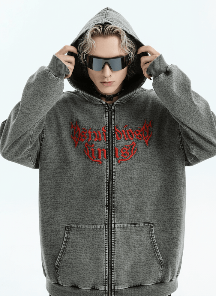 [INSstudios] Gothic Letter LOGO Denim Jacket na1631