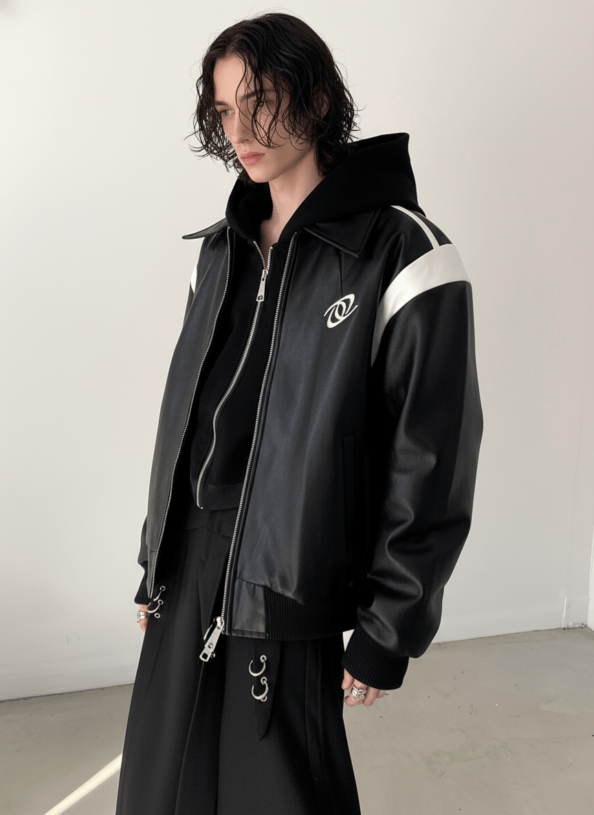 [AutumnWind] black cotton thickened leather jacket na806