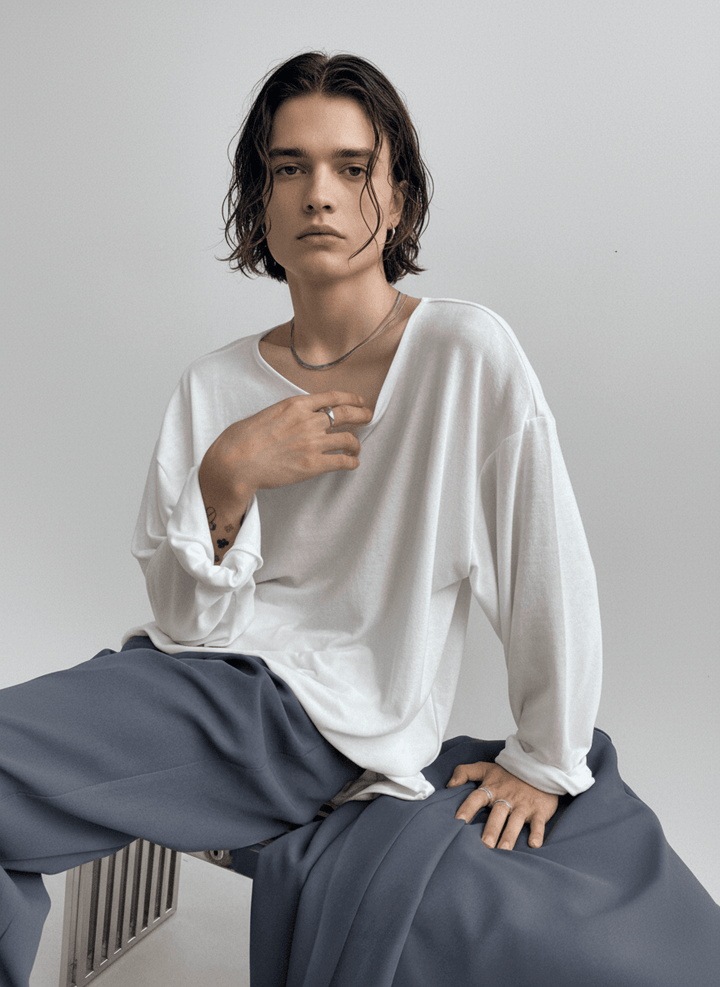 [GENESISBOY] Wool feel fabric high T-shirt NA303