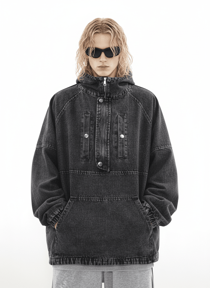 [MRNEARLY] vintage washed denim hooded na859