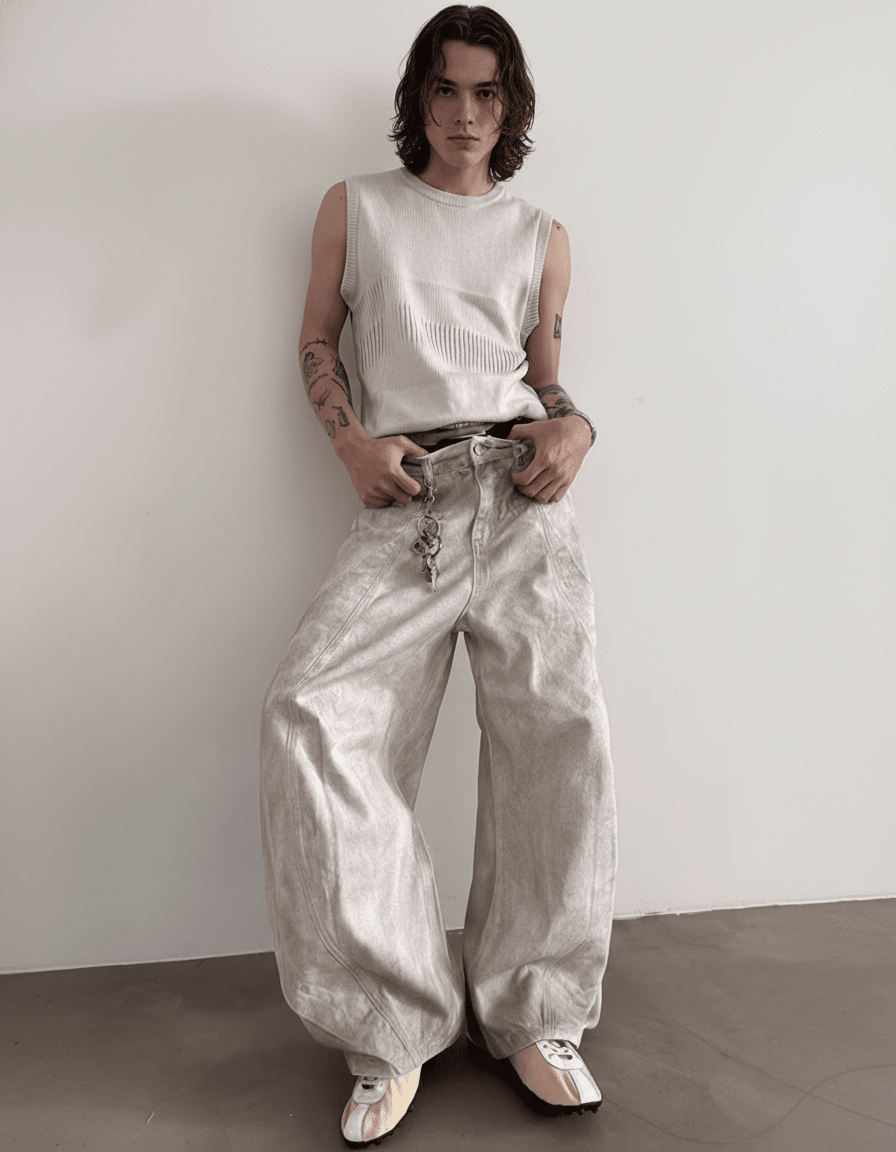 Heavyweight old-wash jeans na1980