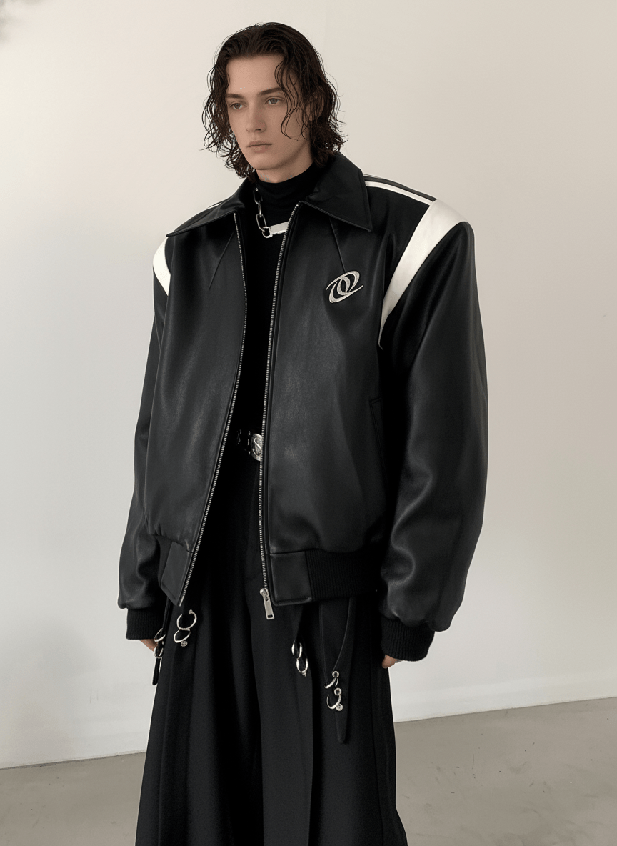 [AutumnWind] black cotton thickened leather jacket na806