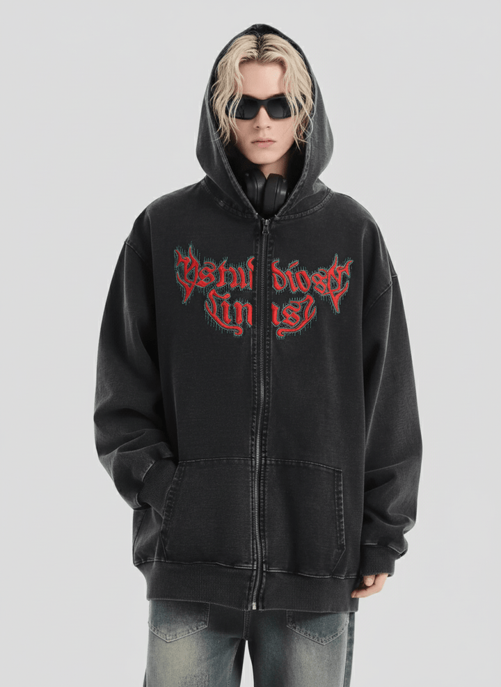 [INSstudios] Gothic Letter LOGO Denim Jacket na1631