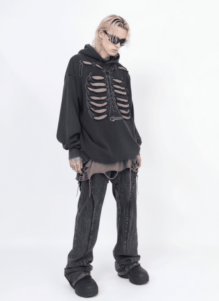 skeleton design niche high street hooded na648