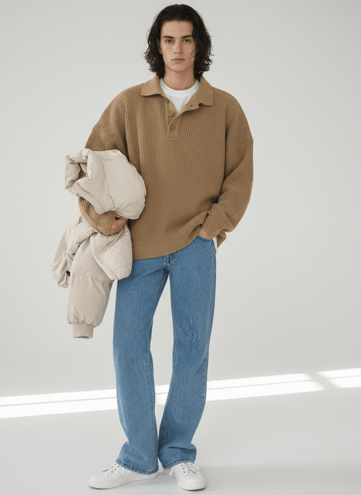 casual long polo knit NA132