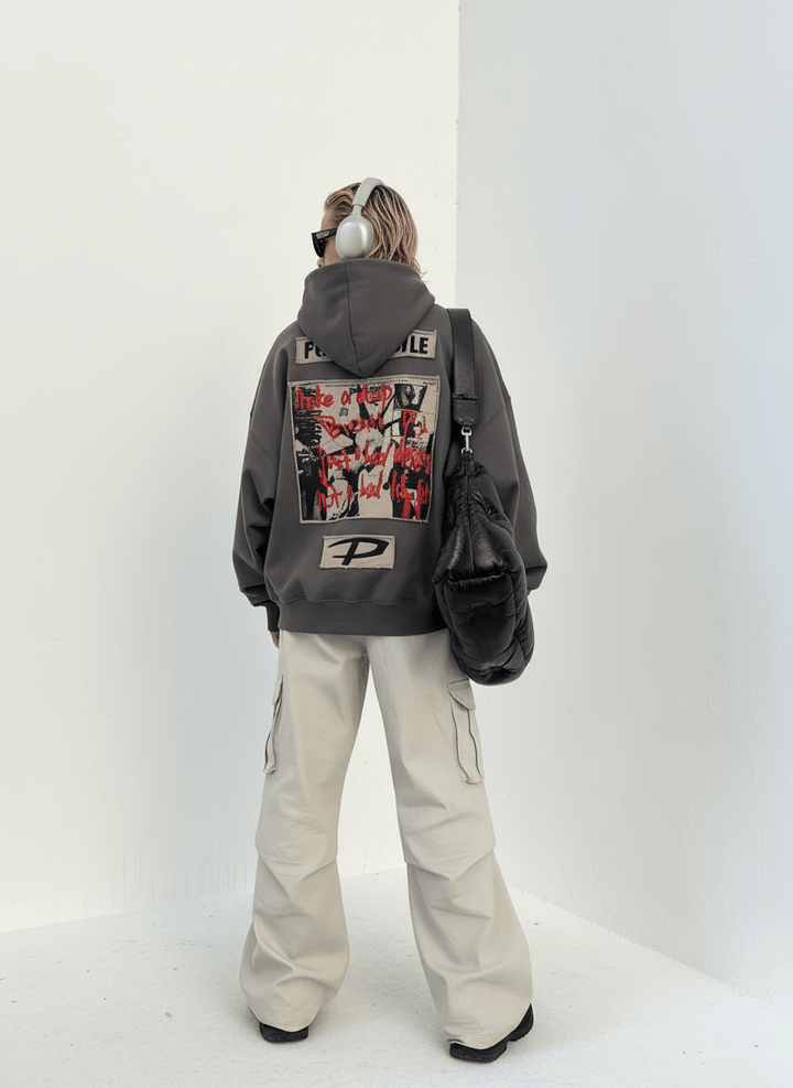 [PeopleStyle] Brand letters personalized printing hooded na787