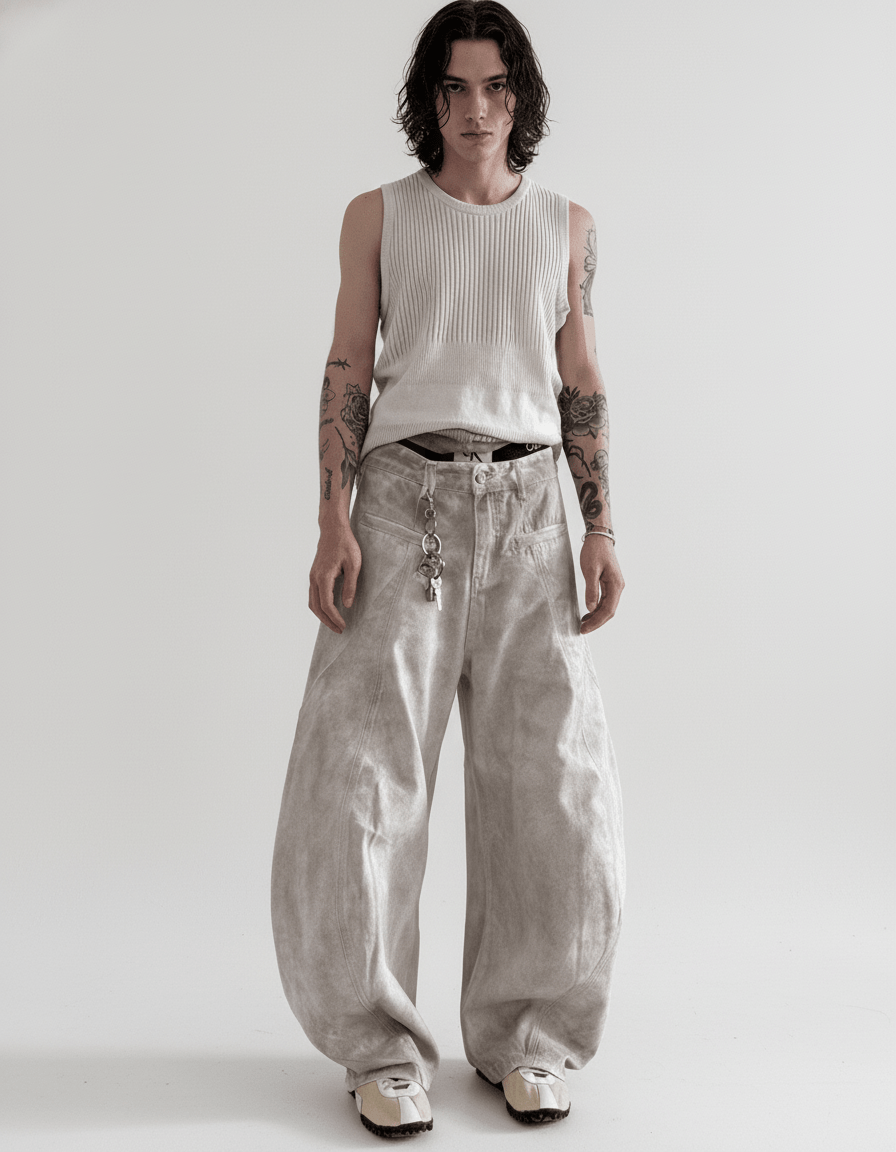 Heavyweight old-wash jeans na1980