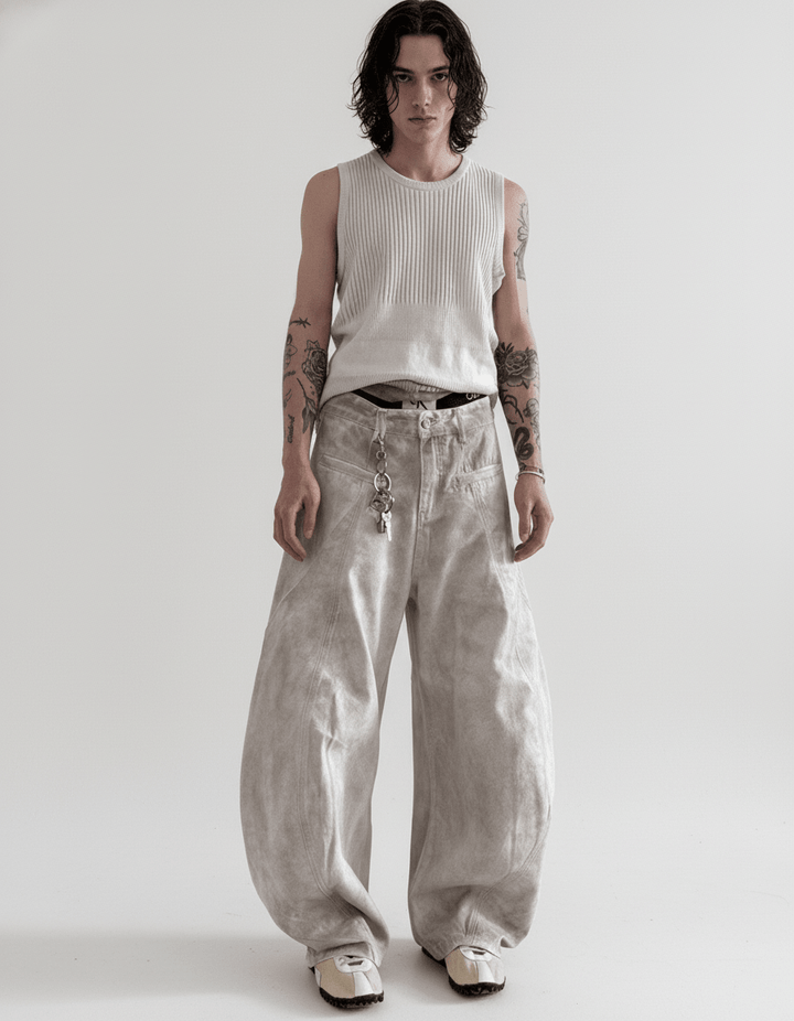 Heavyweight old-wash jeans na1980