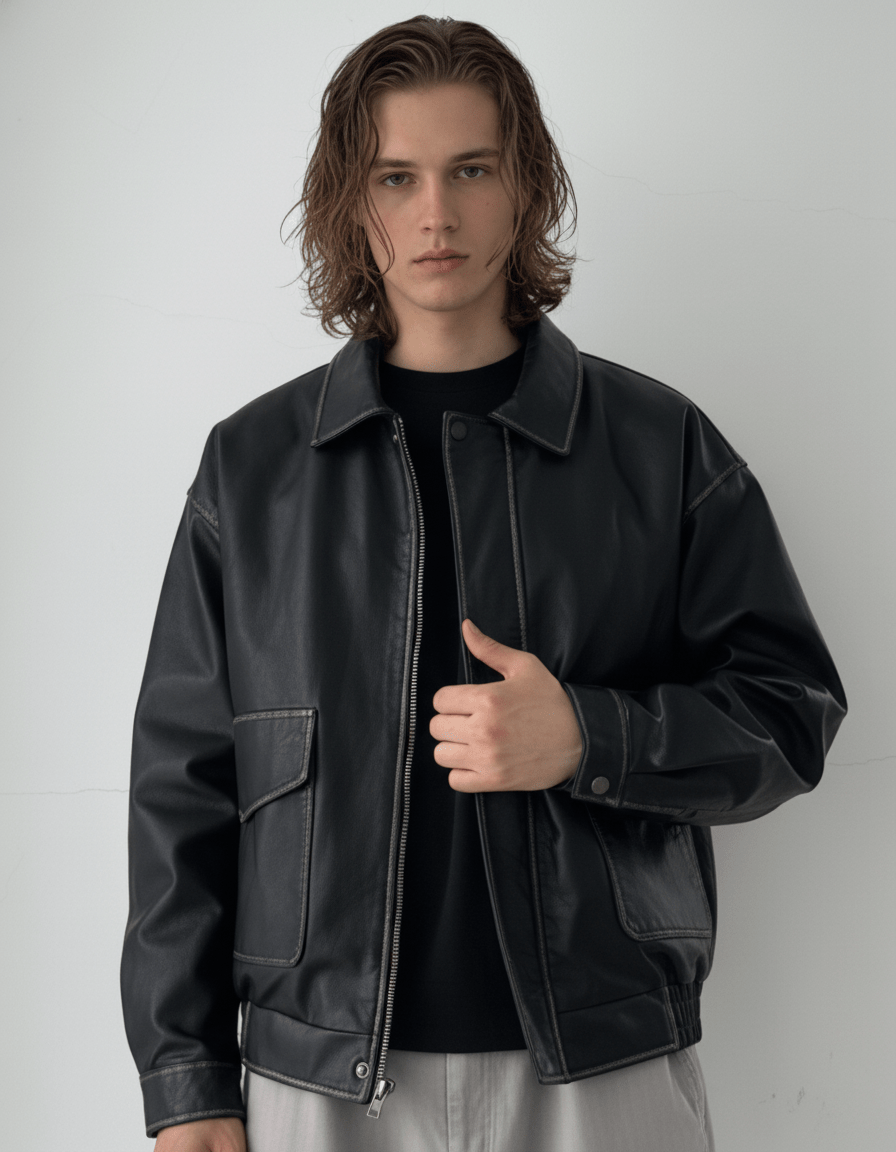 Noir Leather Utility Jacket na2263