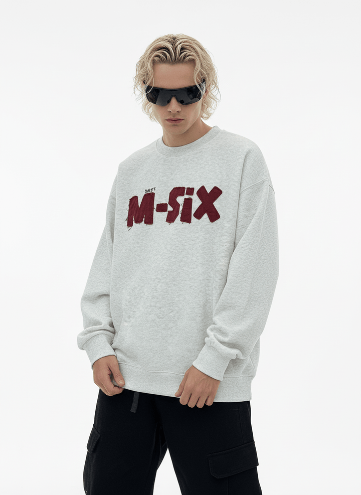 【Nanostudio】M-SIX 프린지 로고 크루넥 스웨트셔츠 na2205