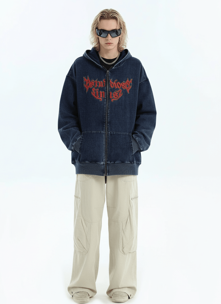 [INSstudios] Gothic Letter LOGO Denim Jacket na1631