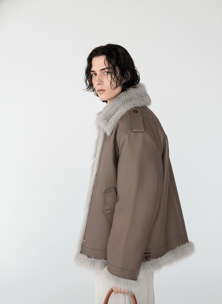 【Hualun】fur leather jacket na1788