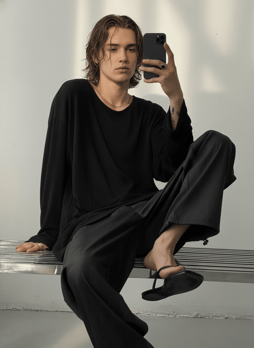 [GENESISBOY] Wool feel fabric high T-shirt NA303