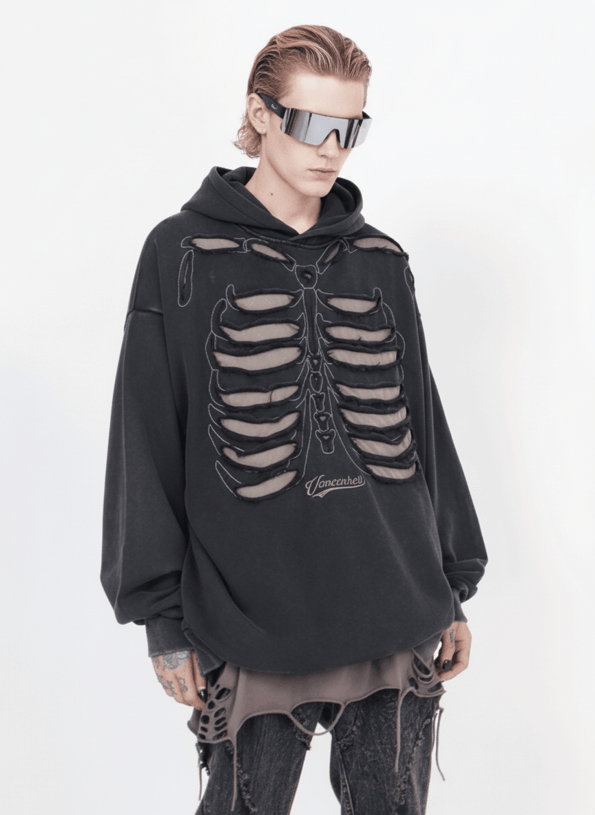 skeleton design niche high street hooded na648