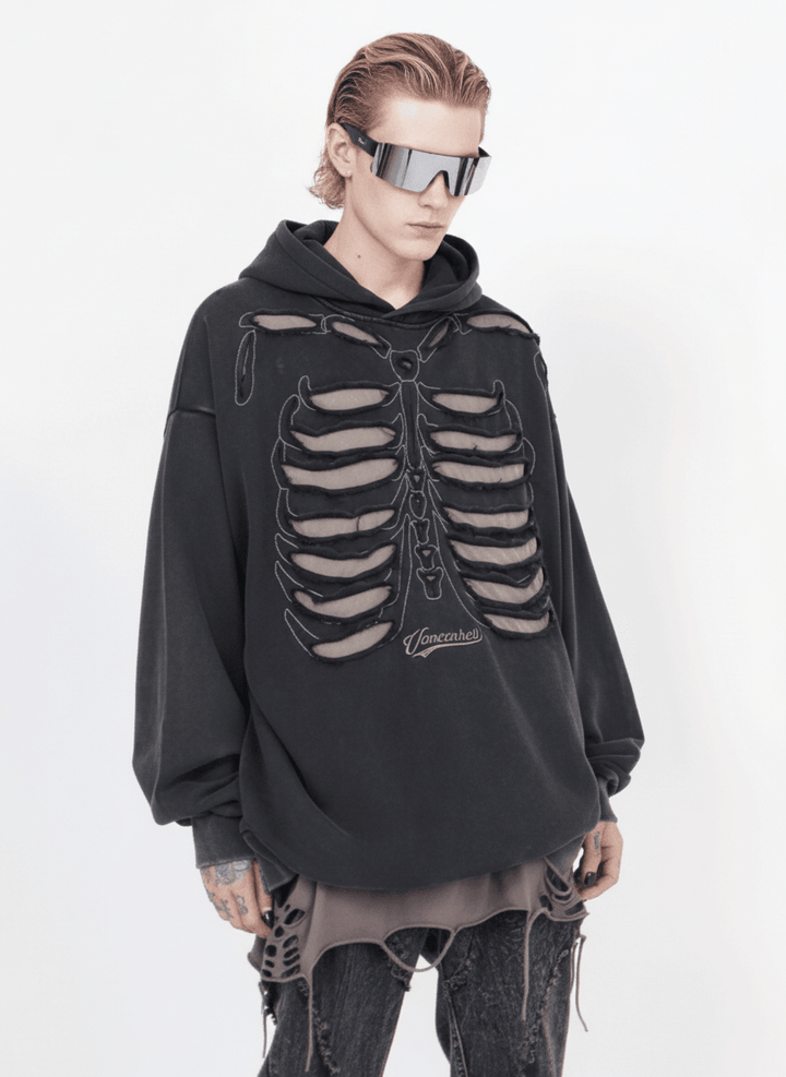 skeleton design niche high street hooded na648
