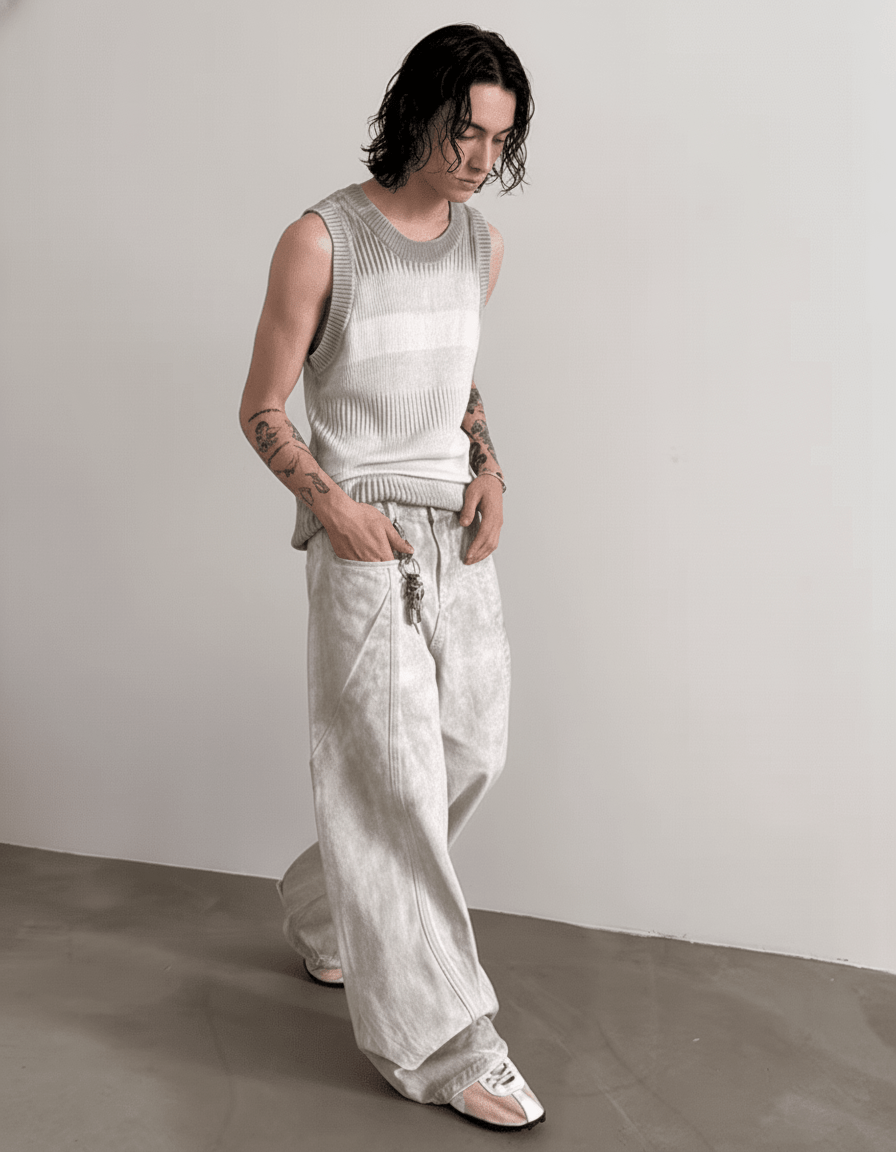 Heavyweight old-wash jeans na1980