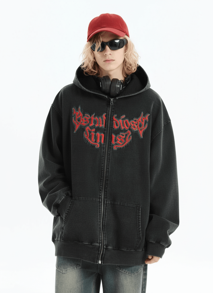 [INSstudios] Gothic Letter LOGO Denim Jacket na1631