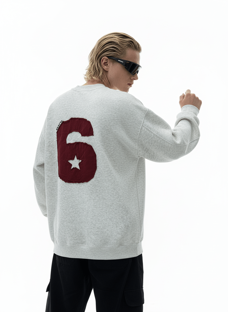 【Nanostudio】M-SIX 프린지 로고 크루넥 스웨트셔츠 na2205