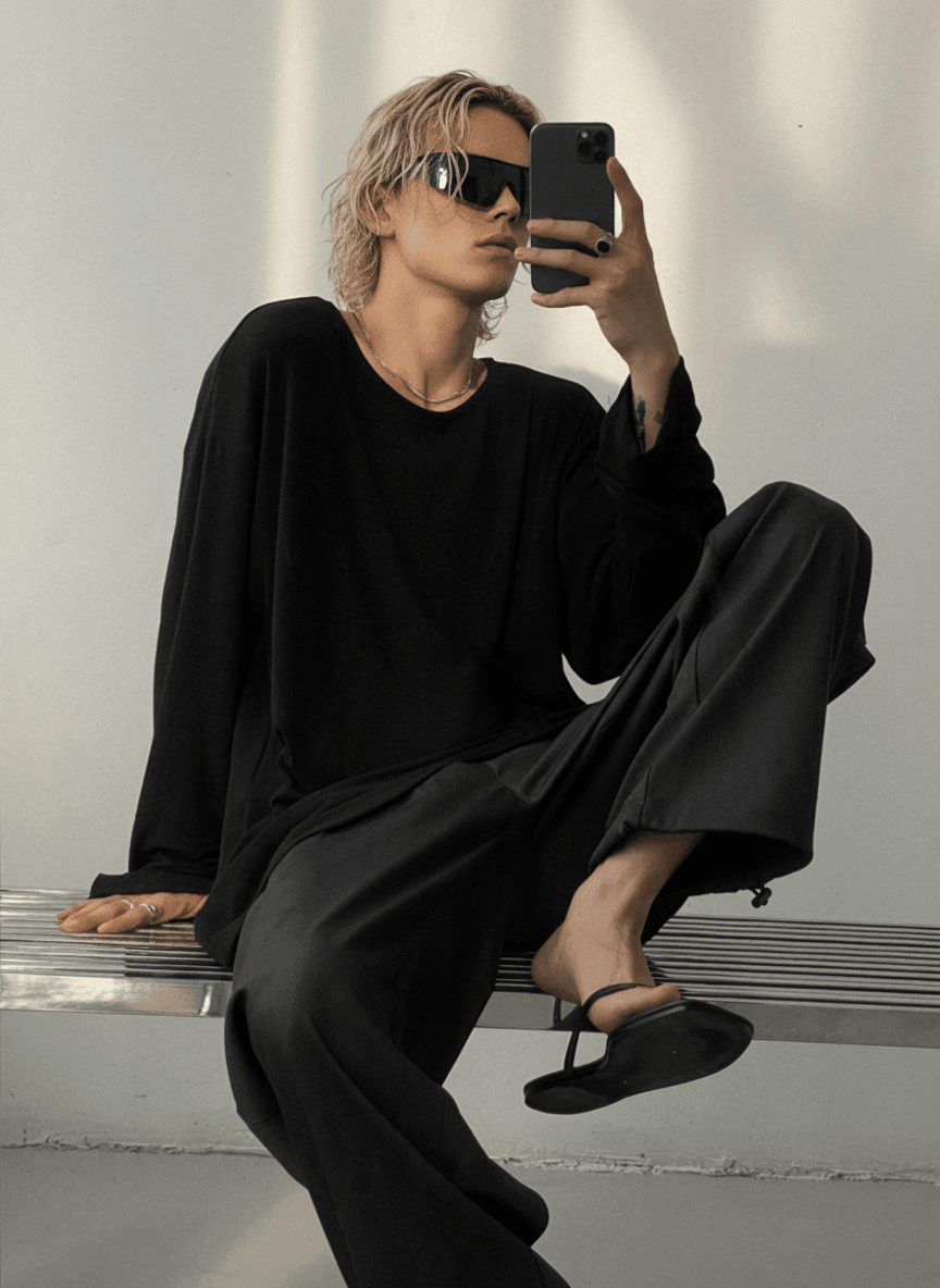 [GENESISBOY] Wool feel fabric high T-shirt NA303