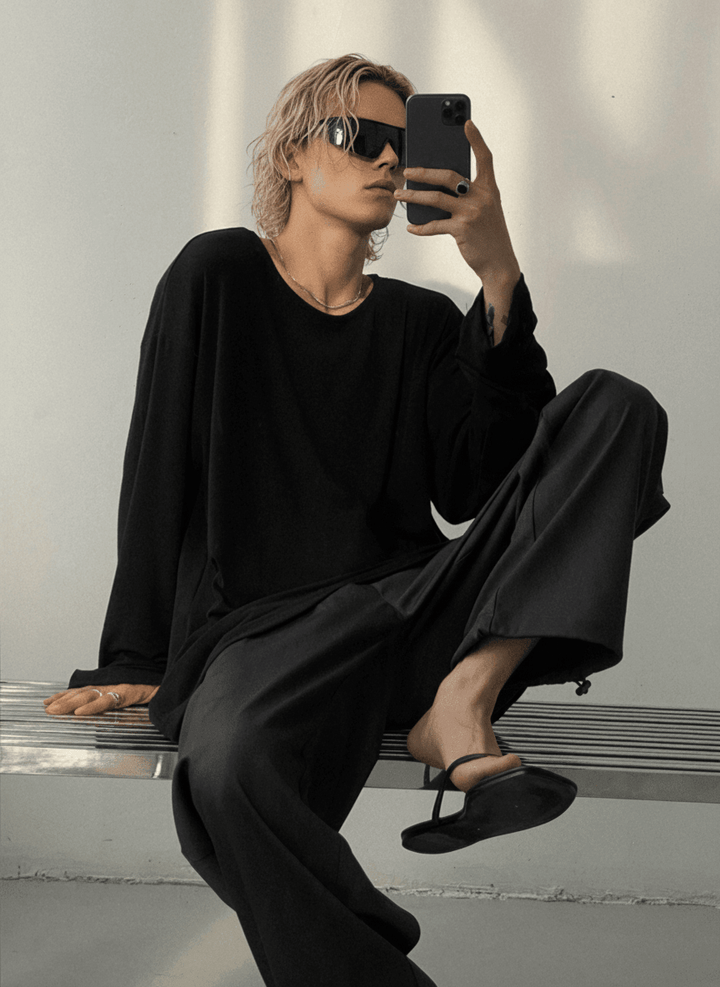 [GENESISBOY] Wool feel fabric high T-shirt NA303