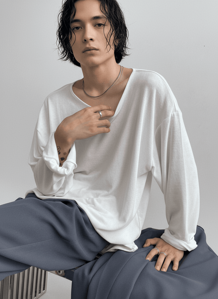 [GENESISBOY] Wool feel fabric high T-shirt NA303