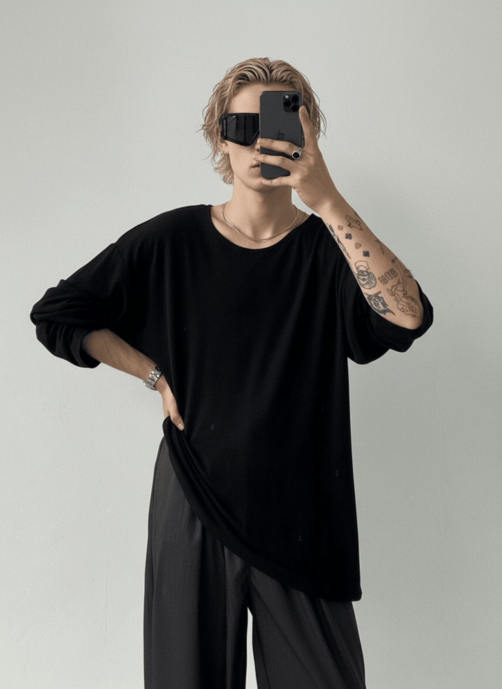 [GENESISBOY] Wool feel fabric high T-shirt NA303