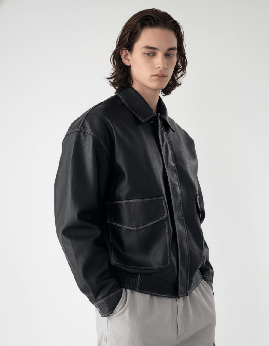 Noir Leather Utility Jacket na2263