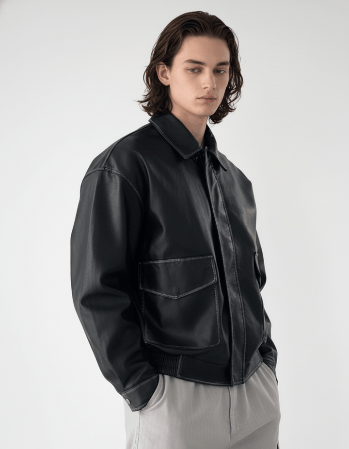 Noir Leather Utility Jacket na2263