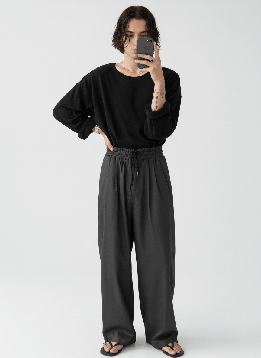 [GENESISBOY] Wool feel fabric high T-shirt NA303