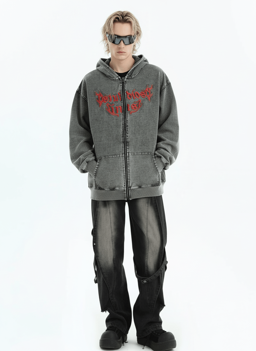 [INSstudios] Gothic Letter LOGO Denim Jacket na1631