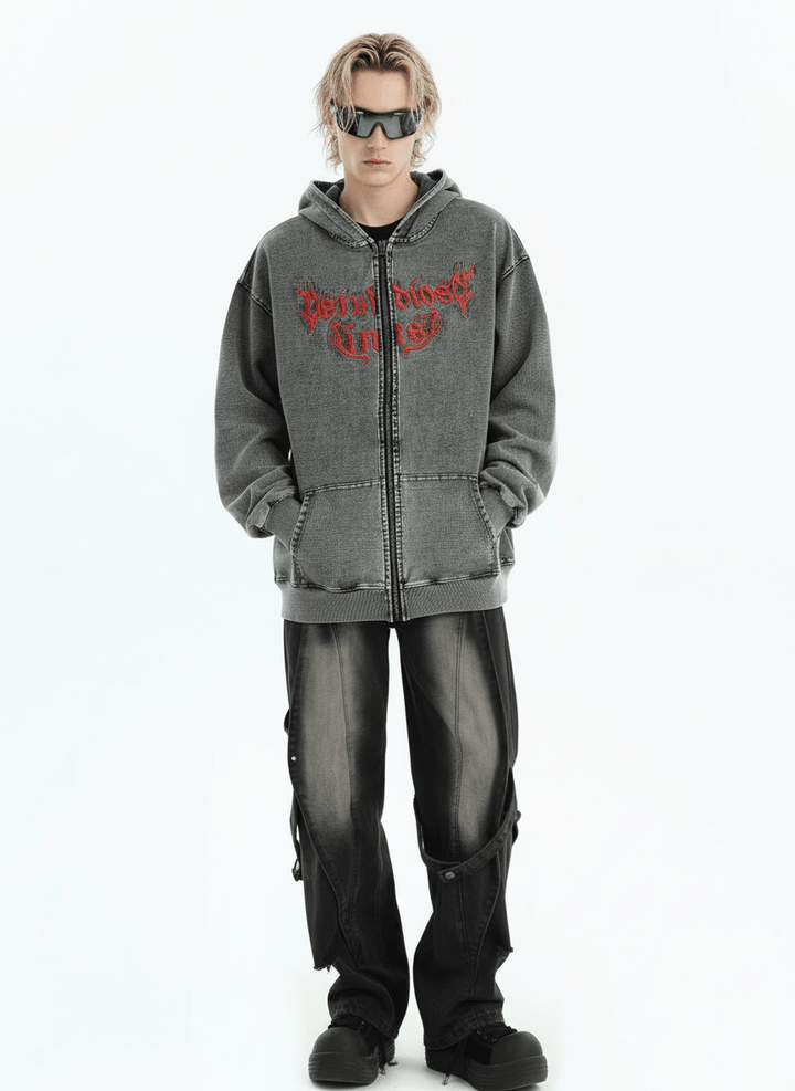 [INSstudios] Gothic Letter LOGO Denim Jacket na1631