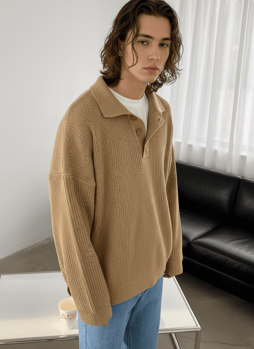 casual long polo knit NA132