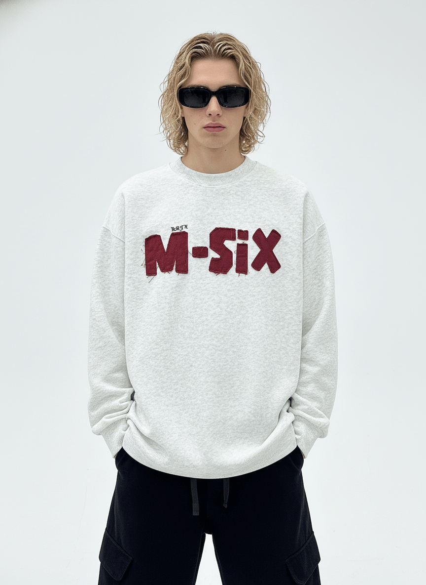 【Nanostudio】M-SIX 프린지 로고 크루넥 스웨트셔츠 na2205