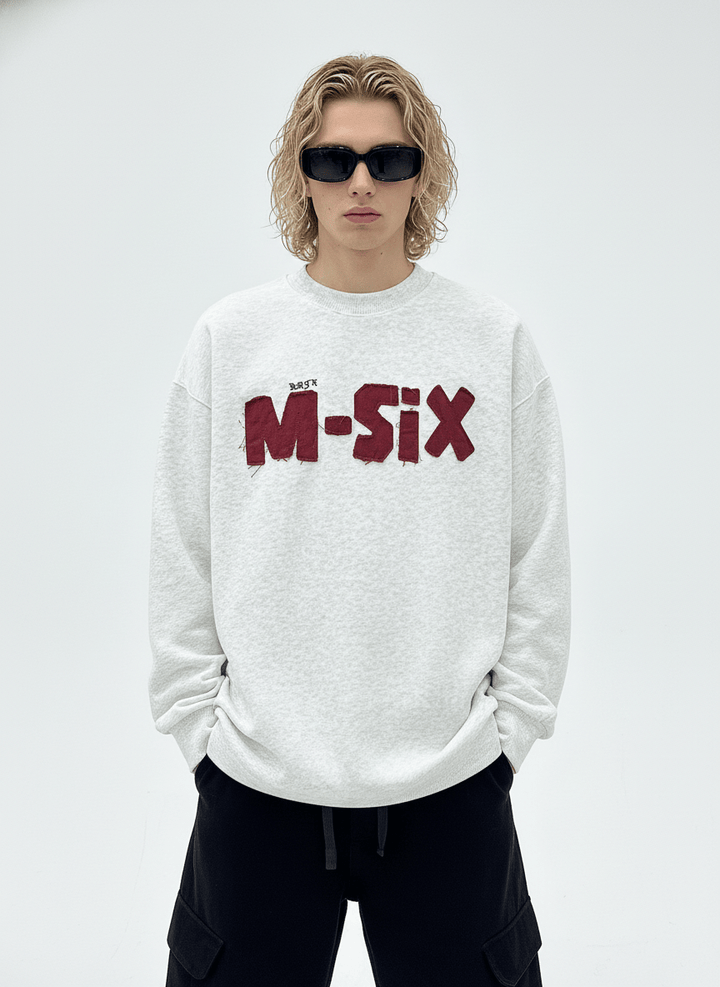 【Nanostudio】M-SIX 프린지 로고 크루넥 스웨트셔츠 na2205