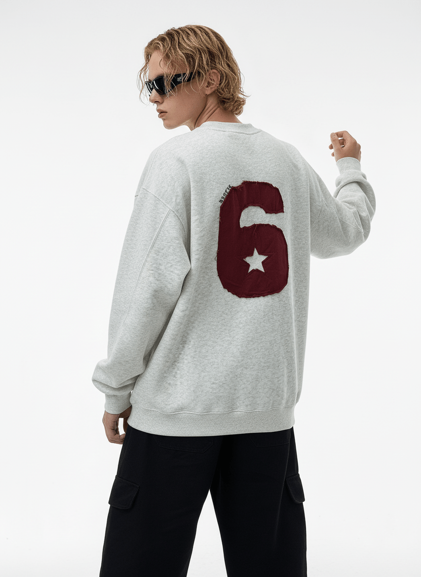 【Nanostudio】M-SIX 프린지 로고 크루넥 스웨트셔츠 na2205