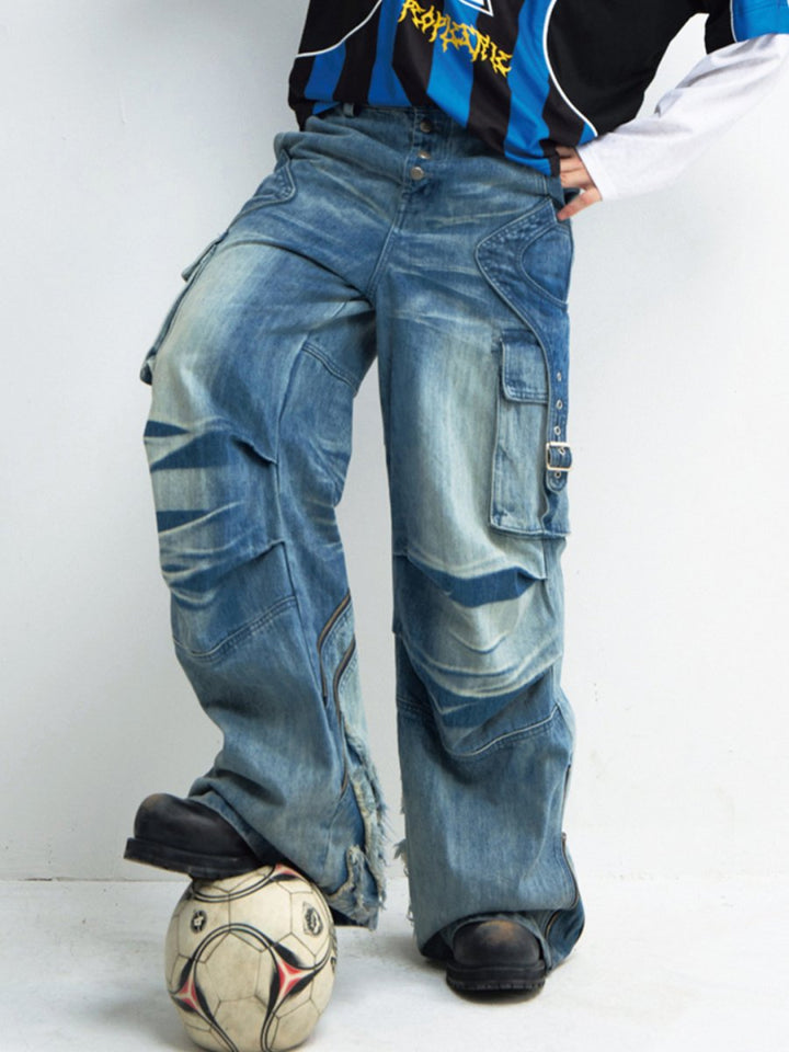 [PEOPLESTYLE] washed loose jeans na1694