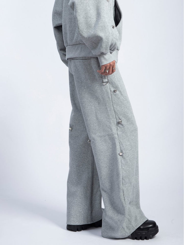 [PLAN1ONE] loose hooded + wide leg pants na1698