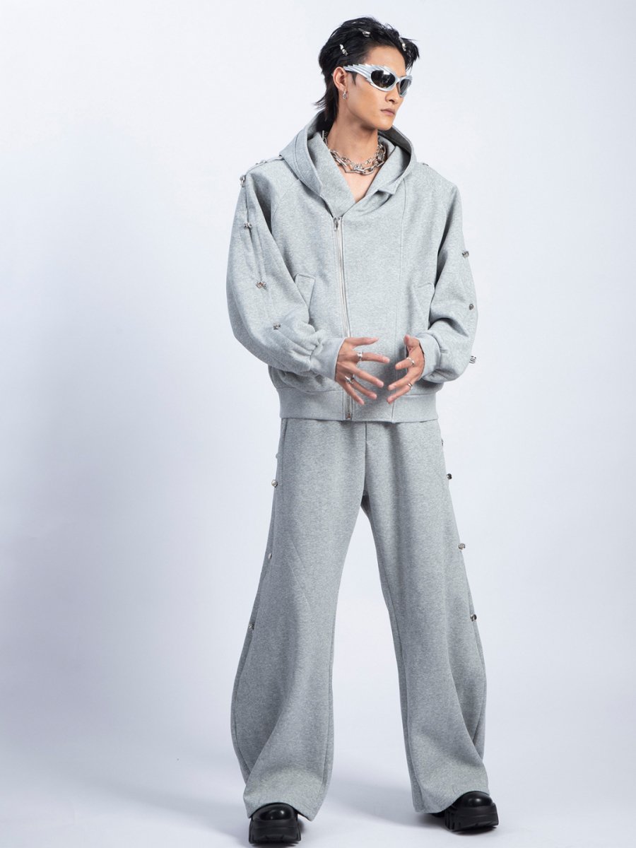 [PLAN1ONE] loose hooded + wide leg pants na1698