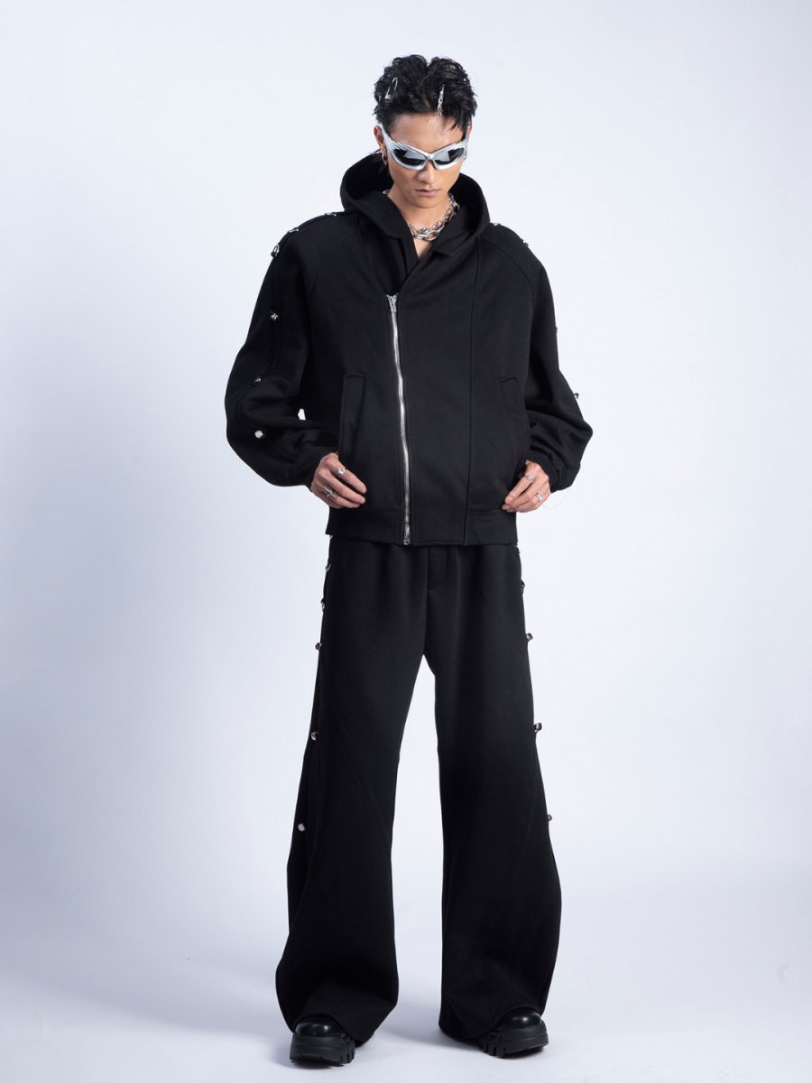 [PLAN1ONE] loose hooded + wide leg pants na1698