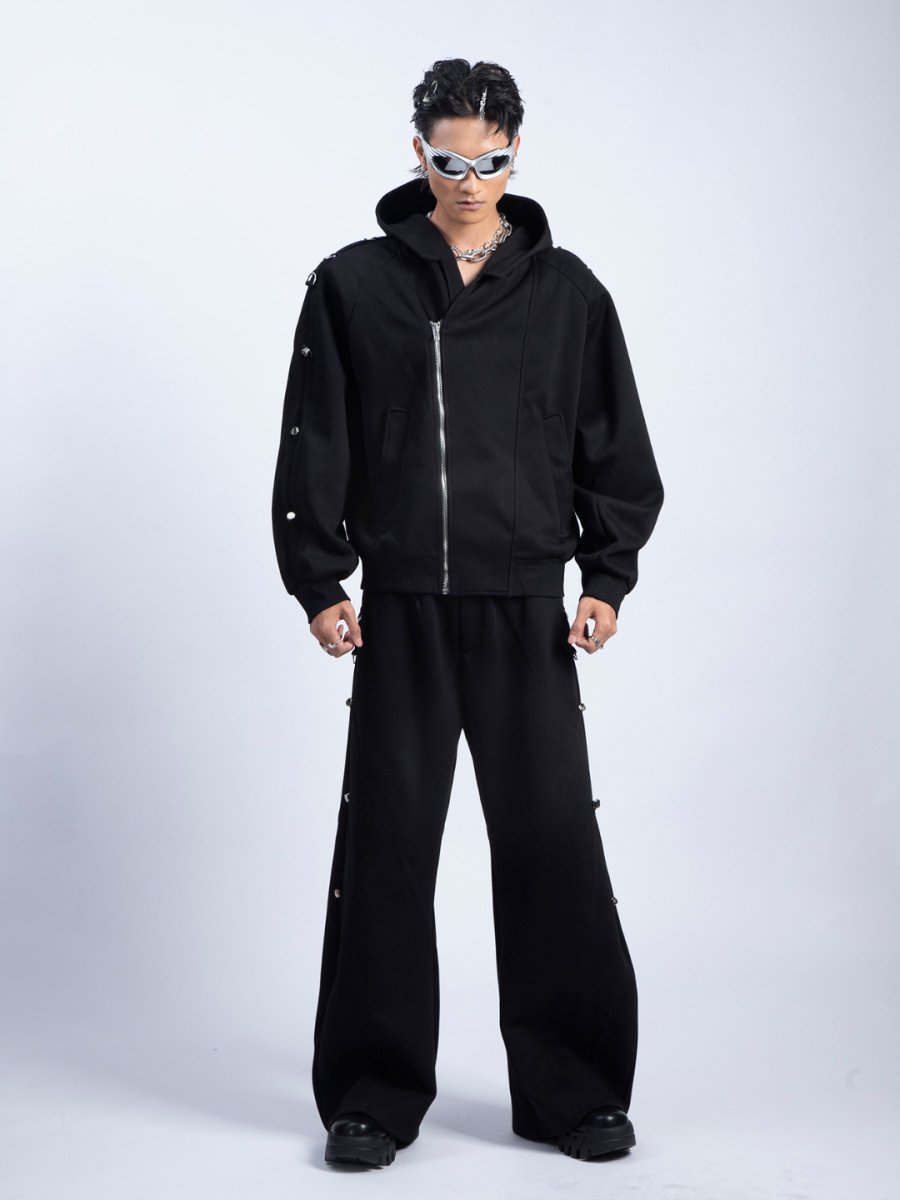 [PLAN1ONE] loose hooded + wide leg pants na1698