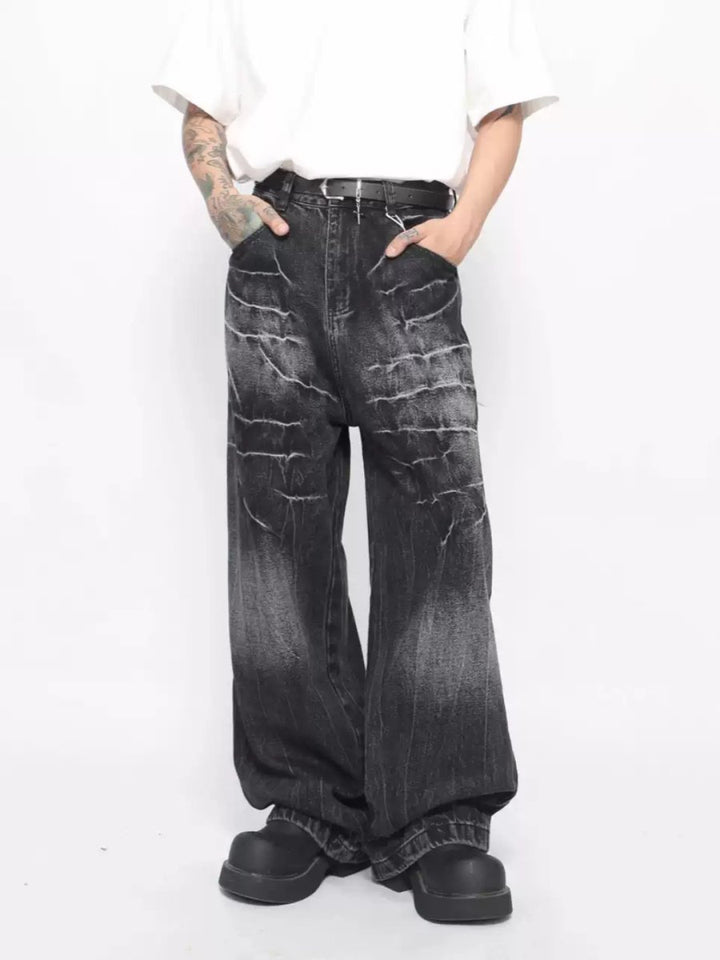 【Mz】washed loose wide-leg straight jeans na1687