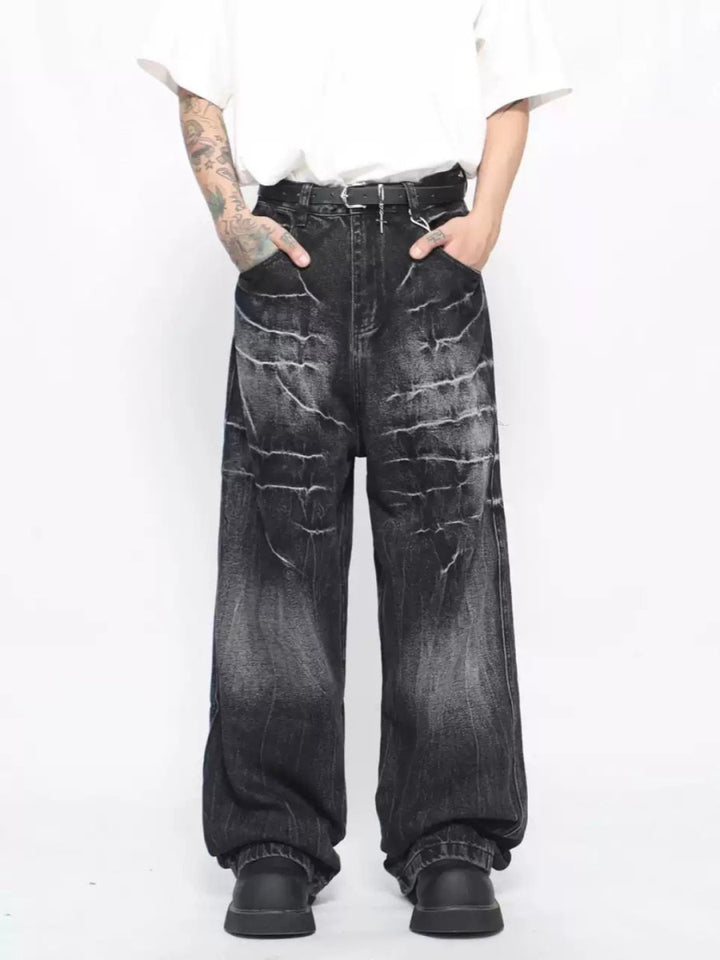 【Mz】washed loose wide-leg straight jeans na1687