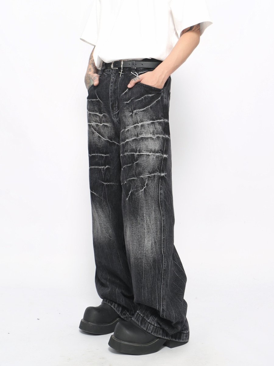 【Mz】washed loose wide-leg straight jeans na1687